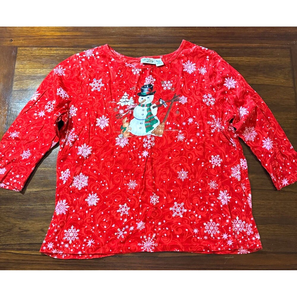 Collections Etc XL Snowman Shirt Printed Both Sides.